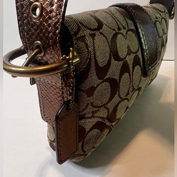 Coach Vintage 2005 Signature Flap Shoulder Bag W/Snake Skin Bronze  8K38 - Picture 6 of 15